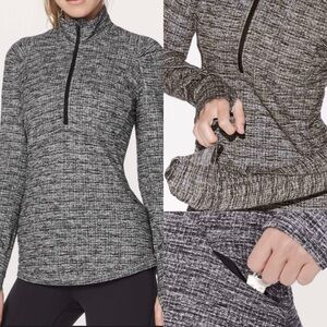 Lululemon Extra Mile‎ 1/2 Zip Pullover Sz 10 Heathered Black Reflective EUC